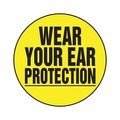 Accuform Hard Hat Sticker, 214 in Length, 214 in Width, WEAR YOUR EAR PROTECTION Legend, Adhesive Vinyl LHTL390